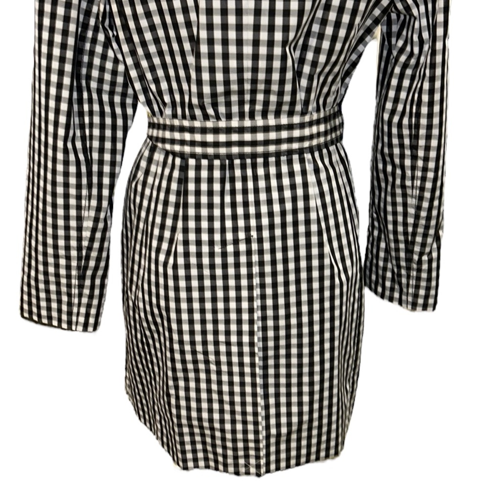 NWT Talbots Mac Black White Gingham Belted Weather Resistant Trench Coat - 6 - Picture 11 of 15